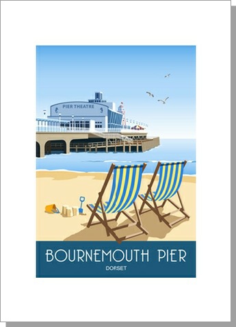 Bournemouth Pier and Deckchairs card