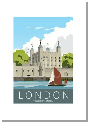 Tower of London on the river Thames Greetings Card