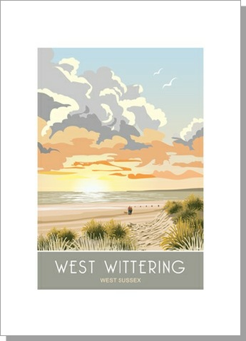 West Wittering Beach Sunset Sussex Cards