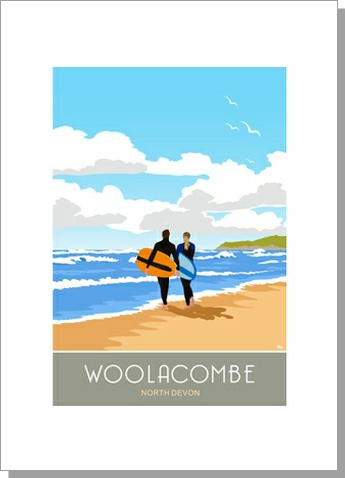 Woolacombe Surfers Devon Greetings Card