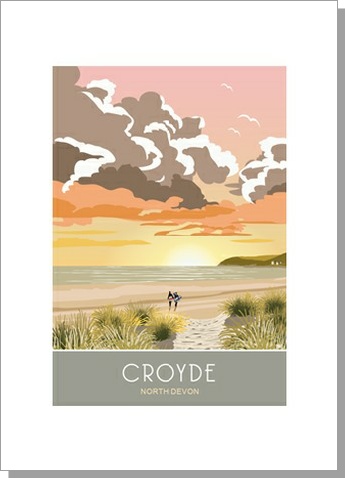 Croyde Sunset Devon Greetings Card