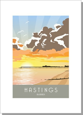 Hastings Beach Sunset Card