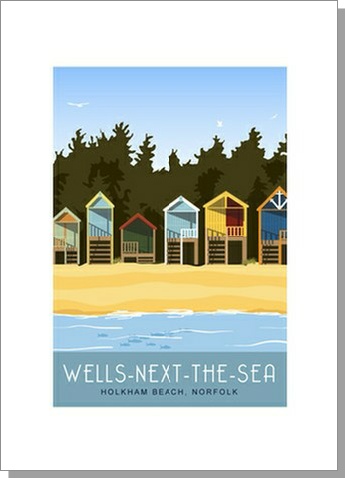 Holkham Beach Huts Nofolk Greetings Card