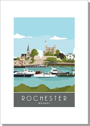 River Medway with Moored Boats Greetings Cards